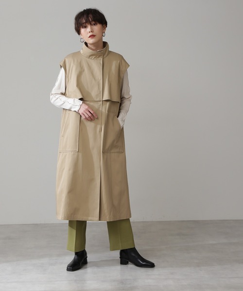 N.（N. Natural Beauty Basic）（エヌエヌナチュラルビューティーベーシック）の「◆２ＷＡＹスタンドネックコート（その他アウター・レディース・ベージュ/カーキ・MEDIUM）」の8枚目の写真