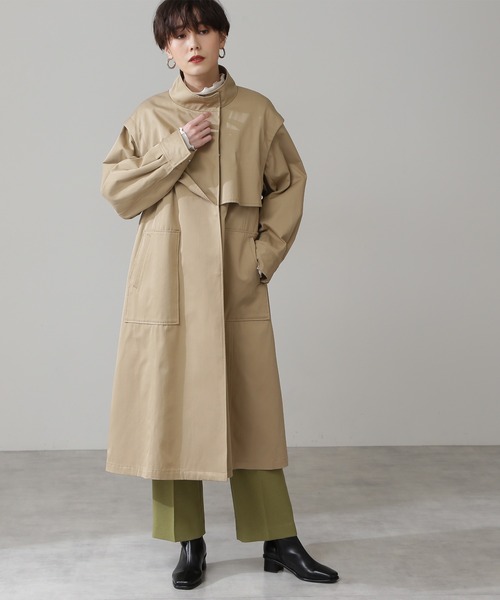 N.（N. Natural Beauty Basic）（エヌエヌナチュラルビューティーベーシック）の「◆２ＷＡＹスタンドネックコート（その他アウター・レディース・ベージュ/カーキ・MEDIUM）」の5枚目の写真