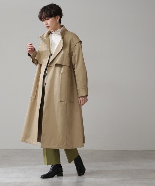 N.（N. Natural Beauty Basic）（エヌエヌナチュラルビューティーベーシック）の「◆２ＷＡＹスタンドネックコート（その他アウター・レディース・ベージュ/カーキ・MEDIUM）」の4枚目の写真