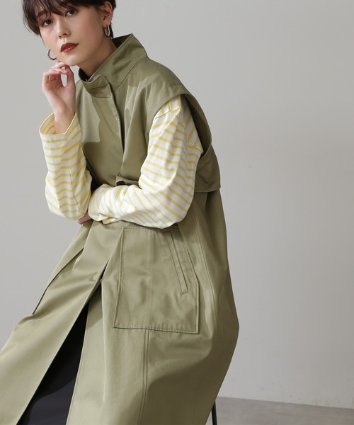 N.（N. Natural Beauty Basic）（エヌエヌナチュラルビューティーベーシック）の「◆２ＷＡＹスタンドネックコート（その他アウター・レディース・ベージュ/カーキ・MEDIUM）」の12枚目の写真