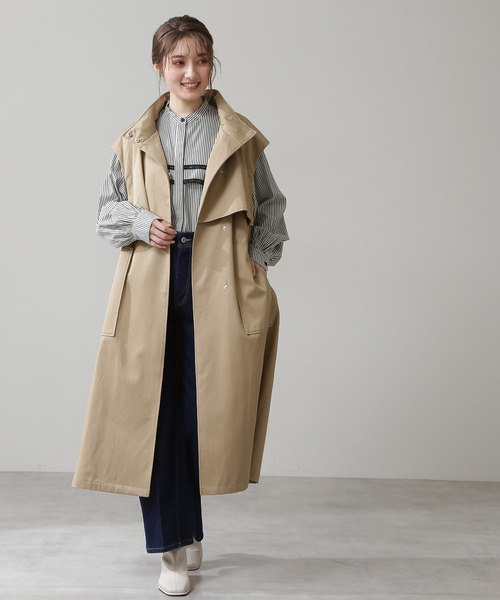 N.（N. Natural Beauty Basic）（エヌエヌナチュラルビューティーベーシック）の「◆２ＷＡＹスタンドネックコート（その他アウター・レディース・ベージュ/カーキ・MEDIUM）」の19枚目の写真