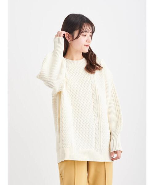 Green　Parks（グリーンパークス）の「かるい ケーブルニットプルオーバー＊（ニット/セーター・レディース・ベージュ/ネイビー/アイボリー/ライトカーキ・FREE）」の18枚目の写真