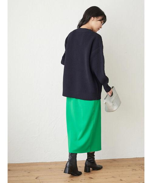 Green　Parks（グリーンパークス）の「かるい ケーブルニットプルオーバー＊（ニット/セーター・レディース・ベージュ/ネイビー/アイボリー/ライトカーキ・FREE）」の7枚目の写真