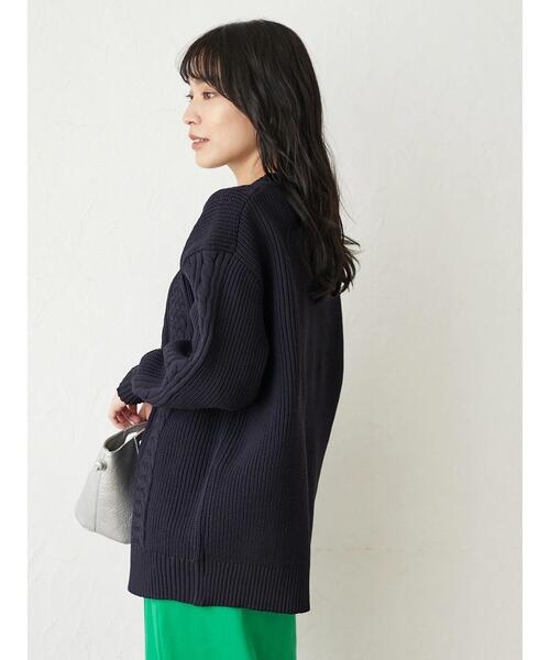 Green　Parks（グリーンパークス）の「かるい ケーブルニットプルオーバー＊（ニット/セーター・レディース・ベージュ/ネイビー/アイボリー/ライトカーキ・FREE）」の11枚目の写真