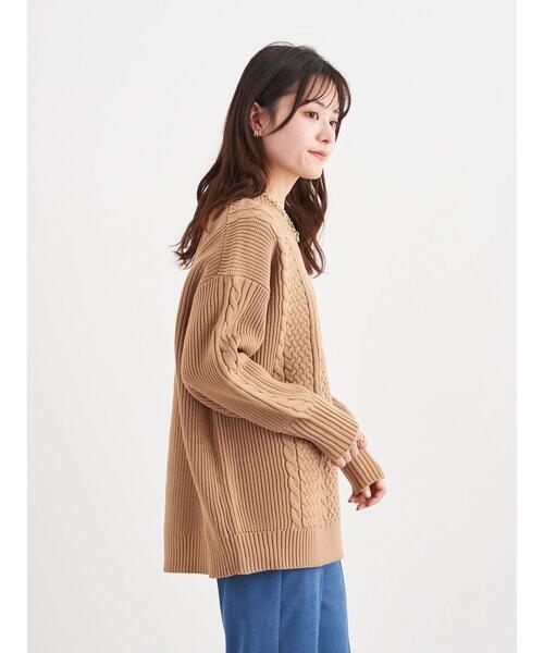 Green　Parks（グリーンパークス）の「かるい ケーブルニットプルオーバー＊（ニット/セーター・レディース・ベージュ/ネイビー/アイボリー/ライトカーキ・FREE）」の12枚目の写真
