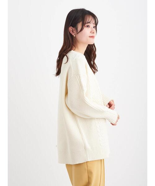 Green　Parks（グリーンパークス）の「かるい ケーブルニットプルオーバー＊（ニット/セーター・レディース・ベージュ/ネイビー/アイボリー/ライトカーキ・FREE）」の8枚目の写真