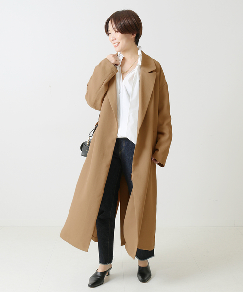 journal standard L'essage（ジャーナルスタンダードレサージュ）の「DULFニュアンスコート◆（その他アウター・レディース・ベージュ/ネイビー・FREE）」の4枚目の写真