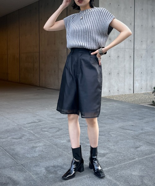 &g'aime（アンジェム）の「【＆g'aime】シアーレイヤードハーフパンツ（その他パンツ・レディース・ブラック/グレー・FREE）」の15枚目の写真