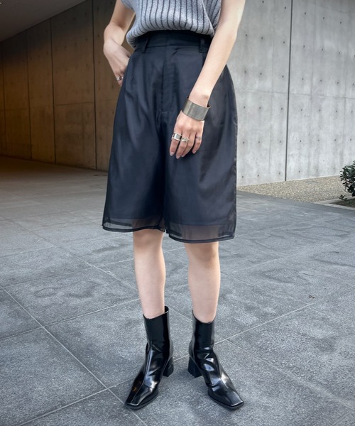 &g'aime（アンジェム）の「【＆g'aime】シアーレイヤードハーフパンツ（その他パンツ・レディース・ブラック/グレー・FREE）」の17枚目の写真