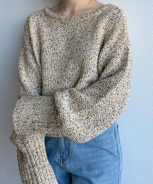 w closet（ダブルクローゼット）の「MIXテープヤーンクロップドカーディガン（カーディガン/ボレロ・レディース・ピンク/イエロー系・FREE）」の9枚目の写真