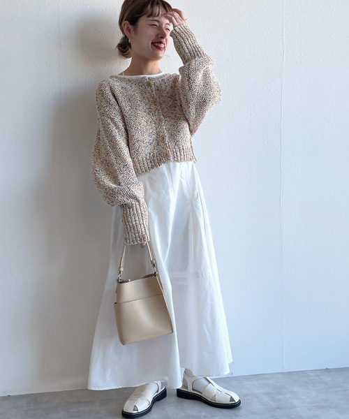 w closet（ダブルクローゼット）の「MIXテープヤーンクロップドカーディガン（カーディガン/ボレロ・レディース・ピンク/イエロー系・FREE）」の7枚目の写真