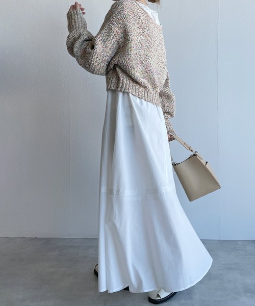 w closet（ダブルクローゼット）の「MIXテープヤーンクロップドカーディガン（カーディガン/ボレロ・レディース・ピンク/イエロー系・FREE）」の13枚目の写真