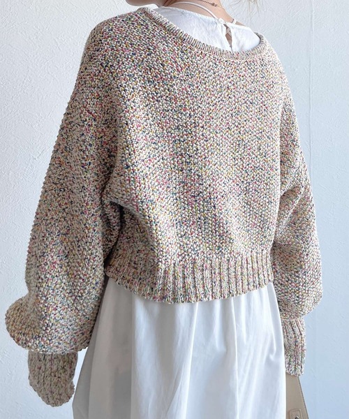 w closet（ダブルクローゼット）の「MIXテープヤーンクロップドカーディガン（カーディガン/ボレロ・レディース・ピンク/イエロー系・FREE）」の22枚目の写真