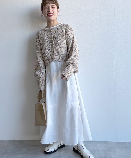 w closet（ダブルクローゼット）の「MIXテープヤーンクロップドカーディガン（カーディガン/ボレロ・レディース・ピンク/イエロー系・FREE）」の10枚目の写真