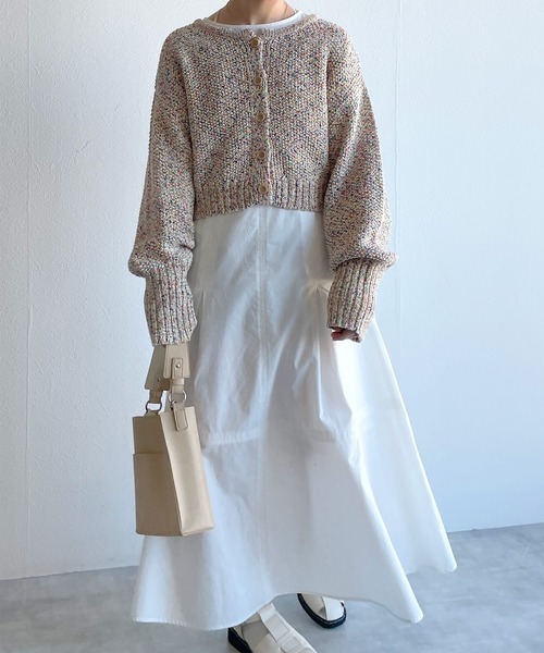 w closet（ダブルクローゼット）の「MIXテープヤーンクロップドカーディガン（カーディガン/ボレロ・レディース・ピンク/イエロー系・FREE）」の20枚目の写真