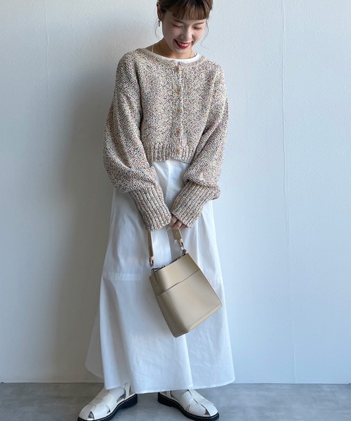 w closet（ダブルクローゼット）の「MIXテープヤーンクロップドカーディガン（カーディガン/ボレロ・レディース・ピンク/イエロー系・FREE）」の14枚目の写真