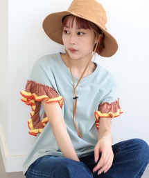 Ray BEAMS | Ray BEAMS / フリル ラインスリーブ Tシャツ(Tシャツ/カットソー)