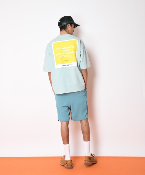 SUPERTHANKS（スーパーサンクス）の「バックプリントワンポイントビッグシルエットTシャツ（ユニセックス）（Tシャツ/カットソー・メンズ・ミント/ブラック×ブルー/ホワイト×レッド・S/M/L）」の8枚目の写真