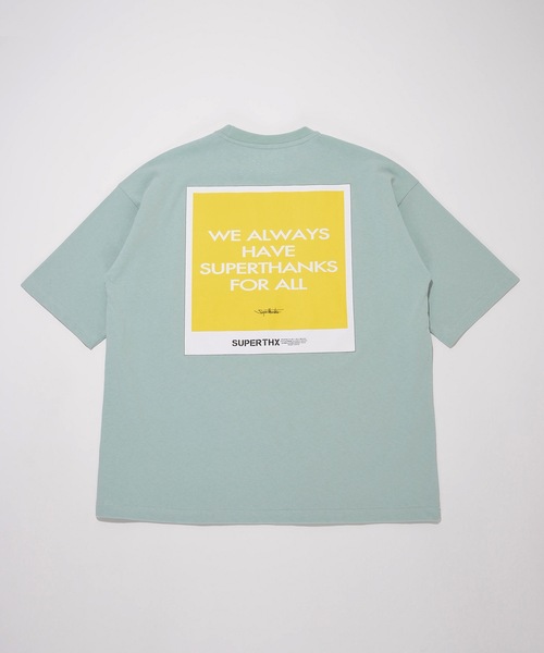 SUPERTHANKS（スーパーサンクス）の「バックプリントワンポイントビッグシルエットTシャツ（ユニセックス）（Tシャツ/カットソー・メンズ・ミント/ブラック×ブルー/ホワイト×レッド・S/M/L）」の6枚目の写真
