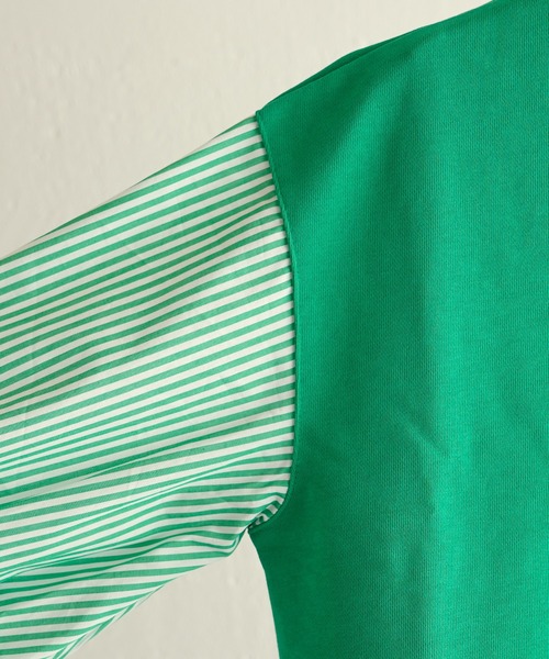 Lui's（ルイス）の「裏毛ストライプ切替ボリュームスリーブトップス（Tシャツ/カットソー・レディース・ホワイト/ブラック/グリーン・FREE）」の18枚目の写真