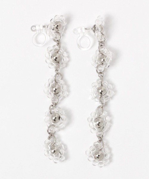 Me%(ミィパーセント)の「クリアIラインビーズイヤリング(イヤリング・レディース・グレー系その他/ホワイト・FREE)」の1枚目の写真