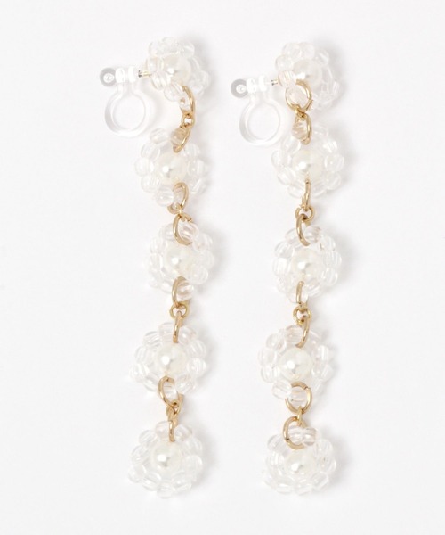 Me%(ミィパーセント)の「クリアIラインビーズイヤリング(イヤリング・レディース・グレー系その他/ホワイト・FREE)」の6枚目の写真