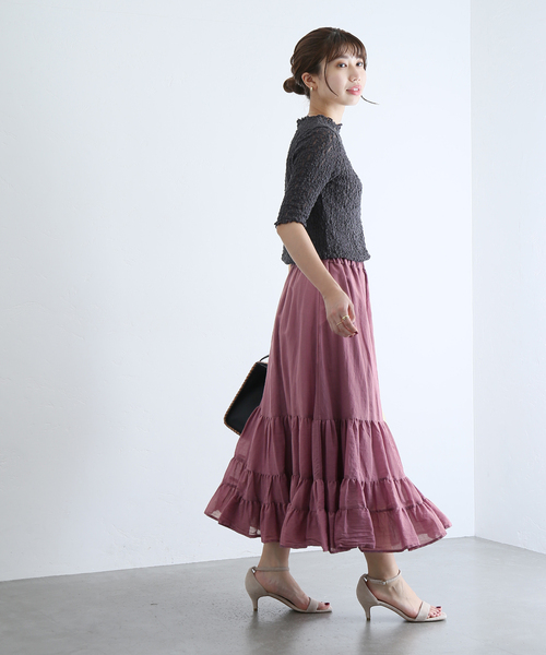 La TOTALITE（ラトータリテ）の「ティアードスカート◆（スカート・レディース・パープル/カーキ/ベージュ/ブラック・36/38）」の21枚目の写真