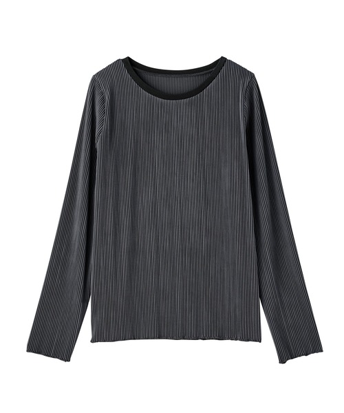 GeeRA(ジーラ)の「プリーツ素材カットソープルオーバー(Tシャツ/カットソー・レディース・オフホワイト/チャコール・MEDIUM/LARGE/X-LARGE)」の4枚目の写真