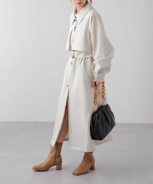 COLONY 2139（コロニートゥーワンスリーナイン）の「WEB・一部店舗限定/2WAYカラーボリュームスリーブコート（トレンチコート・レディース・ブラック/アイボリー/モカ/グレイッシュベージュ/ベージュ/カーキ・FREE）」の22枚目の写真