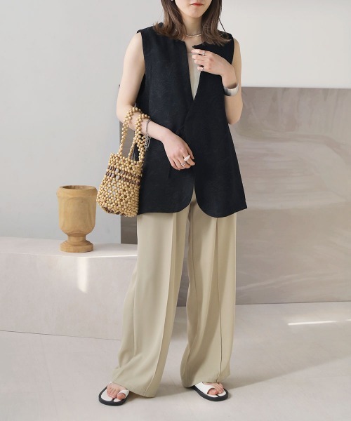 PEARLY GATES】TEXBRIジャガード千鳥柄中綿フルジップベスト