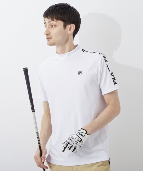 FILA GOLF(フィラゴルフ )の「【FILA GOLF:フィラゴルフ】スムースモックネックシャツ ゴルフウェア(Tシャツ/カットソー・メンズ・ホワイト/ブラック/ネイビー/ブルー・MEDIUM/LARGE/X-LARGE)」の2枚目の写真
