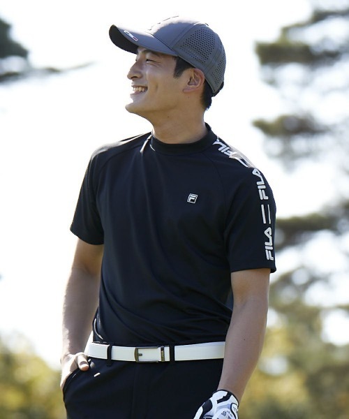 FILA GOLF(フィラゴルフ )の「【FILA GOLF:フィラゴルフ】スムースモックネックシャツ ゴルフウェア(Tシャツ/カットソー・メンズ・ホワイト/ブラック/ネイビー/ブルー・MEDIUM/LARGE/X-LARGE)」の20枚目の写真