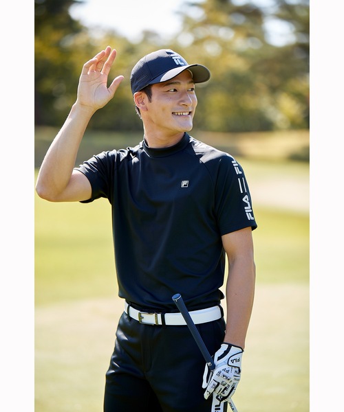 FILA GOLF(フィラゴルフ )の「【FILA GOLF:フィラゴルフ】スムースモックネックシャツ ゴルフウェア(Tシャツ/カットソー・メンズ・ホワイト/ブラック/ネイビー/ブルー・MEDIUM/LARGE/X-LARGE)」の5枚目の写真