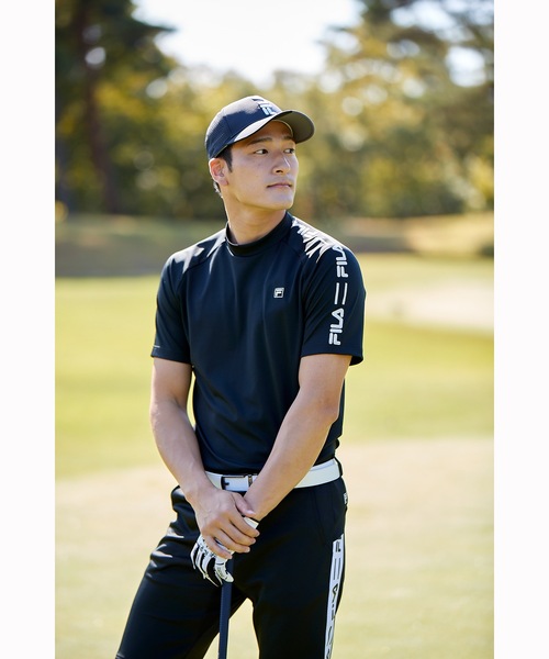 FILA GOLF(フィラゴルフ )の「【FILA GOLF:フィラゴルフ】スムースモックネックシャツ ゴルフウェア(Tシャツ/カットソー・メンズ・ホワイト/ブラック/ネイビー/ブルー・MEDIUM/LARGE/X-LARGE)」の7枚目の写真