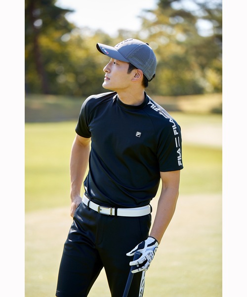 FILA GOLF(フィラゴルフ )の「【FILA GOLF:フィラゴルフ】スムースモックネックシャツ ゴルフウェア(Tシャツ/カットソー・メンズ・ホワイト/ブラック/ネイビー/ブルー・MEDIUM/LARGE/X-LARGE)」の8枚目の写真