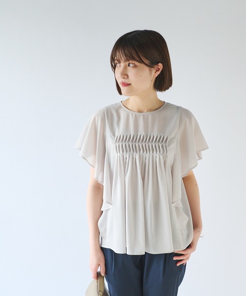 RIVE DROITE（リヴドロワ）の「WEB限定/シアーマンスブラウス（シャツ/ブラウス・レディース・グレー系その他/オレンジ/マスタード・FREE）」の4枚目の写真