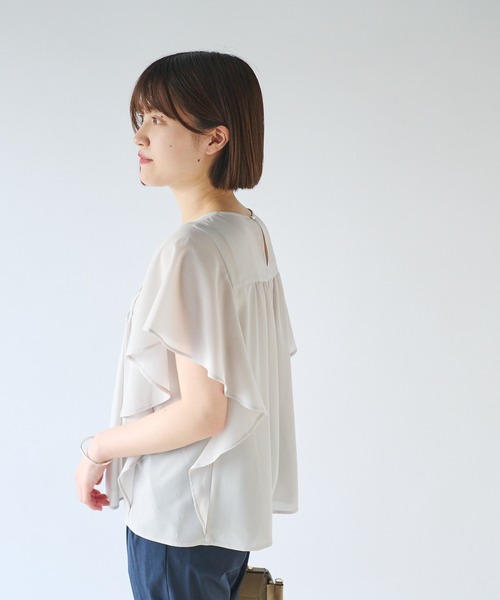 RIVE DROITE（リヴドロワ）の「WEB限定/シアーマンスブラウス（シャツ/ブラウス・レディース・グレー系その他/オレンジ/マスタード・FREE）」の5枚目の写真