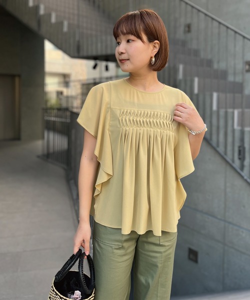 RIVE DROITE（リヴドロワ）の「WEB限定/シアーマンスブラウス（シャツ/ブラウス・レディース・グレー系その他/オレンジ/マスタード・FREE）」の11枚目の写真