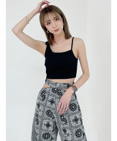 GYDA（ジェイダ）の「ワンショルtieデザインキャミビスチェ（キャミソール・レディース・ブラック/オフホワイト・FREE）」の3枚目の写真