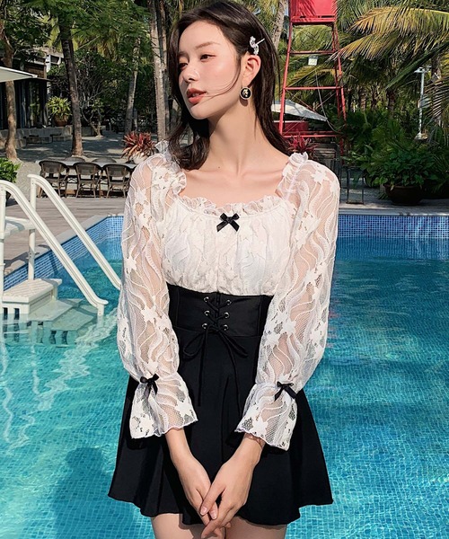 【国内即発】boohoo☆ワンピース水着 レースアップ スイムスーツ org.jpg
