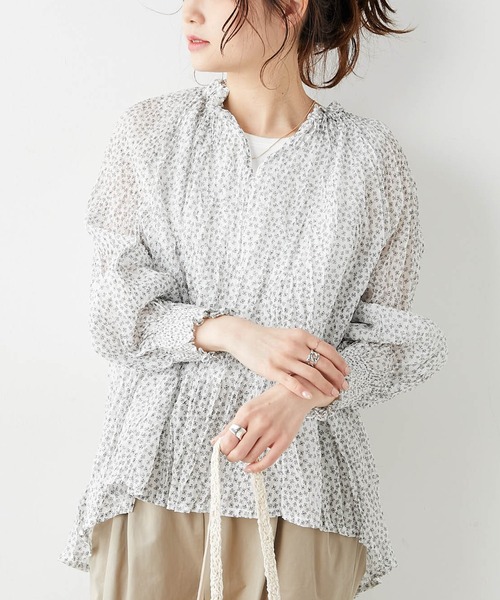 pual ce cin - 花柄ブラウス PUAL CE CIN（ピュアルセシン）の「クリンクル加工小花柄