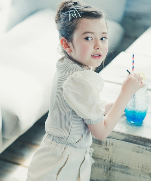 BRANSHES(ブランシェス)の「袖シフォンTシャツ(Tシャツ/カットソー・キッズ・グリーン/ベージュ・110/130/140/150/100/120/160)」の2枚目の写真