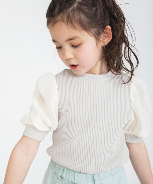 BRANSHES(ブランシェス)の「袖シフォンTシャツ(Tシャツ/カットソー・キッズ・グリーン/ベージュ・110/130/140/150/100/120/160)」の8枚目の写真