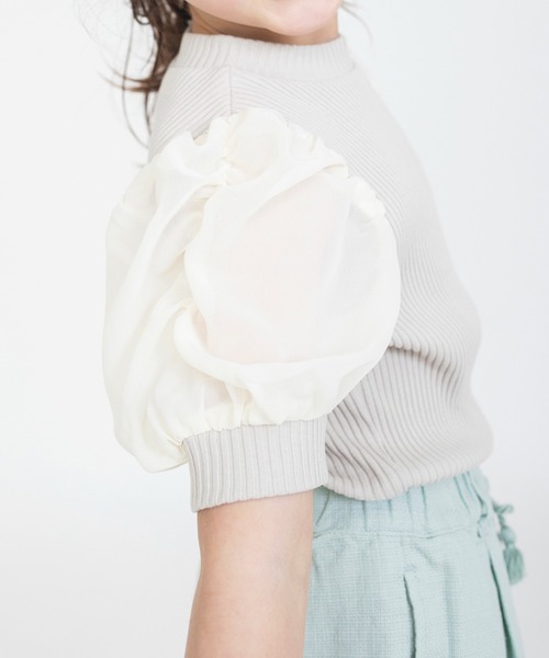 BRANSHES(ブランシェス)の「袖シフォンTシャツ(Tシャツ/カットソー・キッズ・グリーン/ベージュ・110/130/140/150/100/120/160)」の9枚目の写真