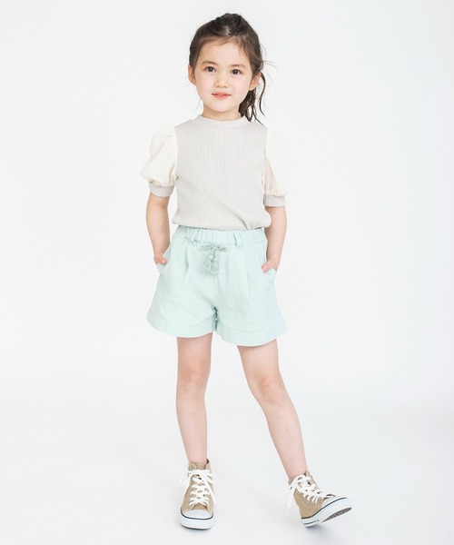 BRANSHES(ブランシェス)の「袖シフォンTシャツ(Tシャツ/カットソー・キッズ・グリーン/ベージュ・110/130/140/150/100/120/160)」の3枚目の写真