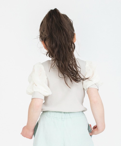 BRANSHES(ブランシェス)の「袖シフォンTシャツ(Tシャツ/カットソー・キッズ・グリーン/ベージュ・110/130/140/150/100/120/160)」の7枚目の写真