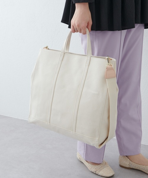 russet(ラシット)の「《SHOPPER》トートバッグ L 【キャンバス】(CE-244)(トートバッグ・レディース・キナリ/グレー/ブラック/ベージュ系その他2/ベージュ系その他/ベージュ・FREE)」の7枚目の写真