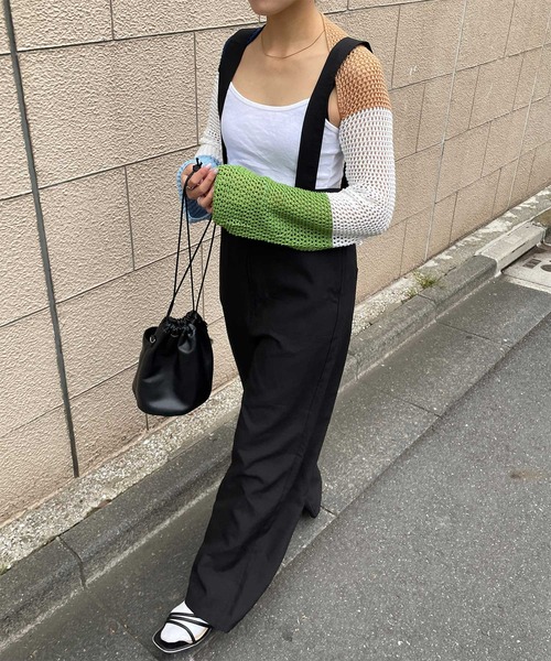 byYOUANCE（バイユアンス）の「リネンライクサロペット（サロペット/オーバーオール・レディース・ホワイト/ブラック/カーキ・FREE）」の2枚目の写真