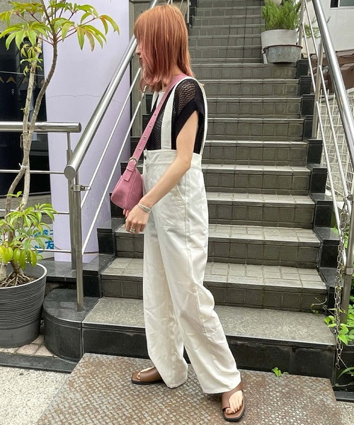 byYOUANCE（バイユアンス）の「リネンライクサロペット（サロペット/オーバーオール・レディース・ホワイト/ブラック/カーキ・FREE）」の5枚目の写真