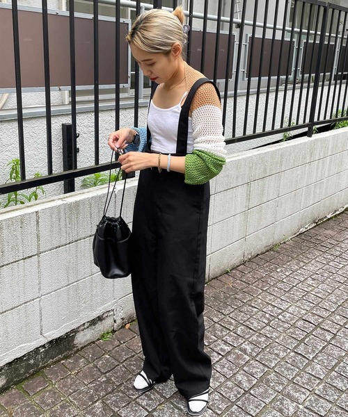 byYOUANCE（バイユアンス）の「リネンライクサロペット（サロペット/オーバーオール・レディース・ホワイト/ブラック/カーキ・FREE）」の7枚目の写真